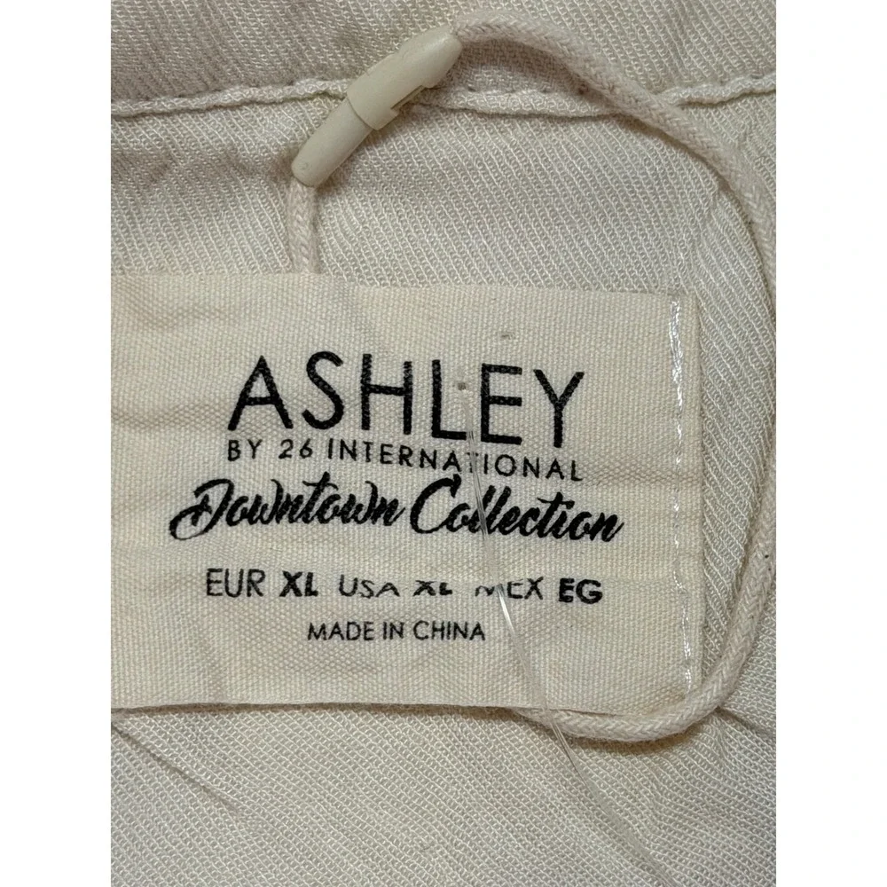 Ashley by 26 International Cream Floral Embroidered Utility Vest‎ XL Downtown